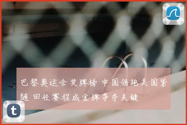 巴黎奥运会奖牌榜 中国领跑美国紧随 田径赛程成金牌争夺关键